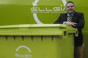 Joe Rudd from Ellgia with the bright green bins